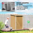 Casetta Box da Giardino Porta Attrezzi 100x104x160 cm con Porta a Battente in Acciaio Galvanizzato Giallo      