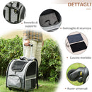 Trolley Zaino Trasportino per Cani e Gatti 43x33x51,5 cm in Tessuto Oxford e Poliestere Grigio e Nero