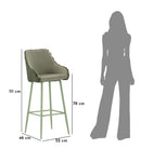 Sgabello Bar Alaska A Verde Set 2 Pz 52x46x111 cm in Compensato e Spugna e Ferro e Poliestere Verde      
