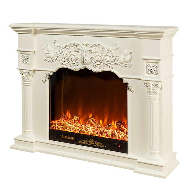 Camino Elettrico da Pavimento 116x150x33 cm Effetto Fiamma 1500W Savage Marrone sconto