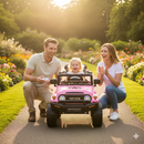 Macchina Elettrica per Bambini Fuoristrada Toyota Fj Cruiser 12V Telecomando Ruote in Gomma e Sedile in Pelle Rosa