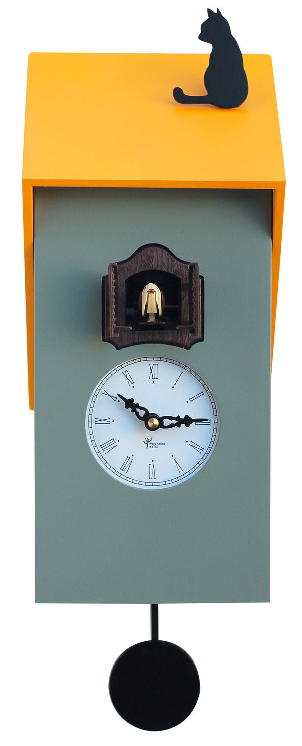 Orologio a Cucù da Parete 17x37x12 cm con Gatto Pirondini Italia Vicenza Grigio Cemento acquista
