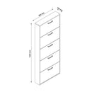 Scarpiera Salvaspazio 5 Ante 15 Paia 65x15x164 cm in Truciolare Nobilitato Cemento