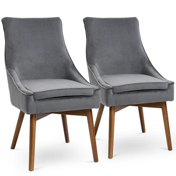 Set 2 Sedie Imbottite in Legno e Velluto Grigio sconto