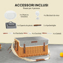 Cesta Valigetta da Pic Nic per 4 Persone 21 Pezzi in Vimini Marrone Chiaro  