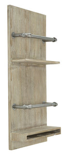 Porta Bottiglie-Bicchieri Tube Verticale 34x12x76 cm MDF e in Ferro Naturale e Argento