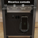 Lampada da Terra 26x26x160 cm Struttura con Ripiani Luce Regolabile Interruttore a Pedale e Porte USB in MDF Nero      