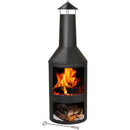 Stufa a Legna da Giardino 134x44,5 cm in Acciaio con Attizzatoio Nero 
