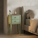 Comodino Camille Verde 40x30x71 cm in Pino e MDF e Ferro      