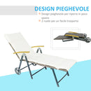 Sdraio da Giardino Schienale Reclinabile in Alluminio e Rattan  Bianco