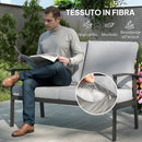 Set 4 Pezzi da Esterno Divano 2 Poltrone e Tavolino in Alluminio e Fibra Grigio Carbone   