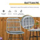 Set Tavolino e 2 Sedie in Rattan Polietilene Grigio