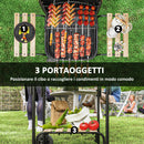 Barbecue a Carbone  98x54x91 cm Coperchio con Presa d'Aria Regolabile 3 Ripiani e Ruote in Acciaio e Legno Rosso  
