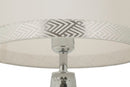 Lampada da Tavolo Tower Argento Ø30x54 cm in Ferro e Tessuto Argento e Bianco      