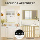 Specchio da Parete Rettangolare 40x60 cm con Ganci in Vetro e MDF Color Legno      