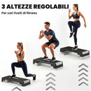 Stepper Aerobico Regolabile Altezza 15-20-25 cm con Supporti in PP e ABS Nero e Grigio      
