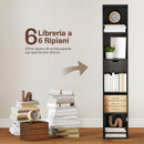 Libreria 30x24x158 cm a 4 Ripiani Aperti con Armadietto e Cassetto Nero      