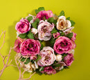 Set 2 Coroncina Artificiale con Rose Larghezza 30,5 cm 