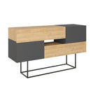Consolle Moderna 145x40x82 cm con 2 Ante 2 Cassetti e Gambe Alte Quercia e Antracite      