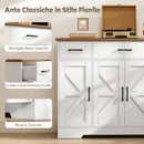 Credenza da Cucina Stile Rustico 120x38x87 cm con Ante Soft-Close 3 Cassetti 3 Ripiani Regolabili Portaspezie in MDF Bianco      