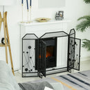 Parascintille con Antine 125x80 cm per Camino a Legna in Metallo  Nero