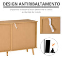Mobile 2 Ante Scorrevoli 130x40x74,5 cm in Legno Rovere e Bianco