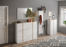 Mobile Multiuso 2 Ante con 5 Ripiani 70x35x111 cm Frame Bianco Lucido e Cadiz
