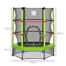Trampolino Tappeto Elastico per Bambini Ø140x160 cm in Metallo Verde e Nero