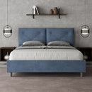 Letto Matrimoniale con Alzata Comoda Imbottito in Microfibra Appia Blu Varie Misure