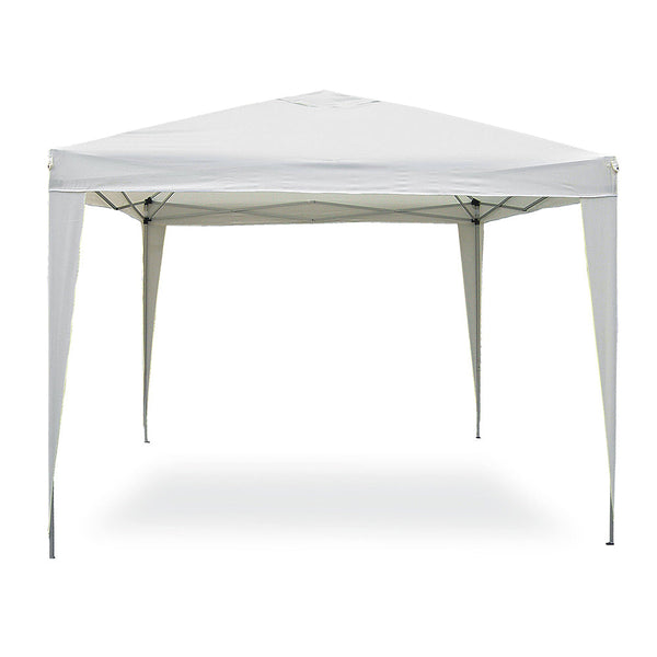 Gazebo Pop Up Pieghevole 3x3 M Richiudibile Struttura in Acciaio Tessuto Bianco sconto