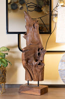 Scultura Akar 23x27x64 cm in Teak Riciclato         