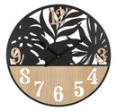 Orologio da Muro Palm 60x2,5x60 cm in Ferro e MDF Nero e Marrone      