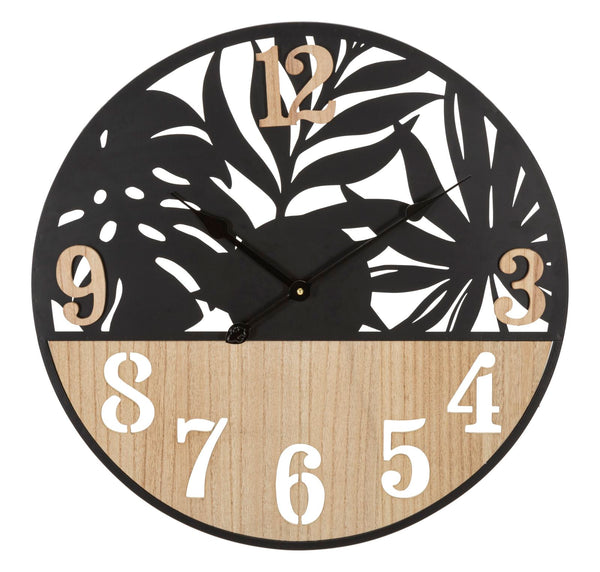 online Orologio da Muro Palm 60x2,5x60 cm in Ferro e MDF Nero e Marrone