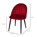 Set 2 Sedie Imbottite 50x54x79 cm in Velluto  Rosso