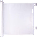 Cancello per Animali Estensibile 11x160x86cm Cancelletto a Pulsante in Tessuto a Rete Flessibile Bianco      