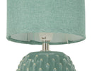 Lampada da Comodino Pontus Turchese Ø14x27 cm in Ceramica e Ferro e Tessuto Azzurro      