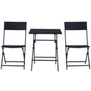 Set Tavolino e 2 Sedie Pieghevoli da Giardino in Rattan Sintetico Nero 