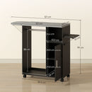 Mobile Asse da Stiro 127x42.5x99 cm con Piano d'Appoggio Effetto Lino 3 Ripiani a Cubo e Guida Nero      