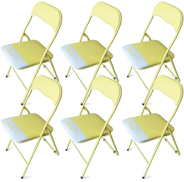 Set 6 Sedie Pieghevoli in Metallo Soriani Gialle sconto