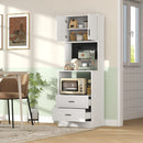 Mobile per Microonde 60x40x170 cm con Ripiano Regolabile e 2 Cassetti in MDF Bianco      
