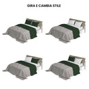 Set Lenzuola Matrimoniale Sopra Sotto e Federe Double Face Verde Oliva/Grigio Chiaro