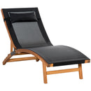 Lettino Prendisole da Giardino 180x56x72 cm in Legno e Texteline Nero