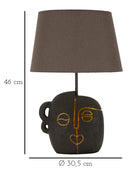 Lampada da Tavolo Tribal Ø30,5x46 cm in Resina e Ferro e Tessuto Marrone e Oro      