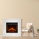 Camino Elettrico da Terra 96x36x90 cm Michelangelo in Legno Bianco      