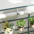 Serra da Giardino  144x48x142-152 cm con 2 Porte Avvolgibili 3 Ripiani e Tasche Laterali in PE Bianco e Verde      