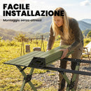Tavolo da Campeggio Pieghevole 116 cm, Tavolo da Picnic Impermeabile con Piano Arrotolabile e Struttura in Metallo, Portatile per Giardino, Parco, BBQ, Verde      