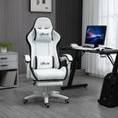 Sedia da Gaming con Schienale Reclinabile 65x65x121-129 cm in Finta Pelle PU Bianco e Nero  
