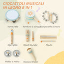 Strumenti Musicali per Bambini Set Percussioni Montessori in Legno Aracione e Celeste      