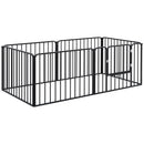Recinto per Cani a 6 Pannelli Modulabili da Interno ed Esterno 164x83x60 cm in Acciaio Nero Seconda Scelta