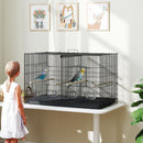 Gabbia per Uccelli 94x57x57 cm con Divisorio in Acciaio e PP Nero  